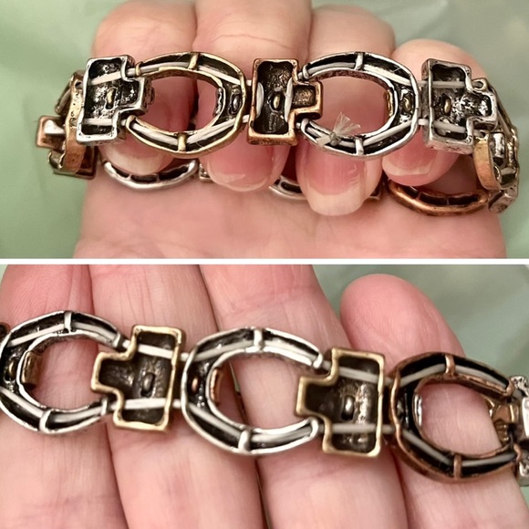 Two tone copper/silver tone elastic bracelet jewelry - Picture 10 of 10